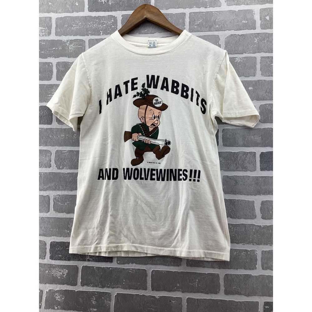 Vintage 1985 Artex Elmer Fudd I Hate Wolvewines T-Shirt Ohio State Go Bucks S
